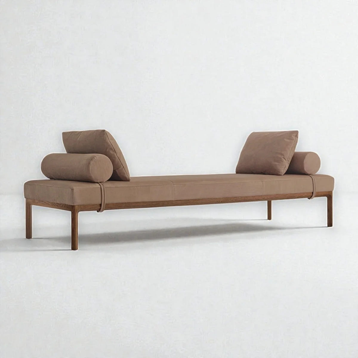 Myrion Fabric Upholstery & Ash Wood Base Daybed/Chaise