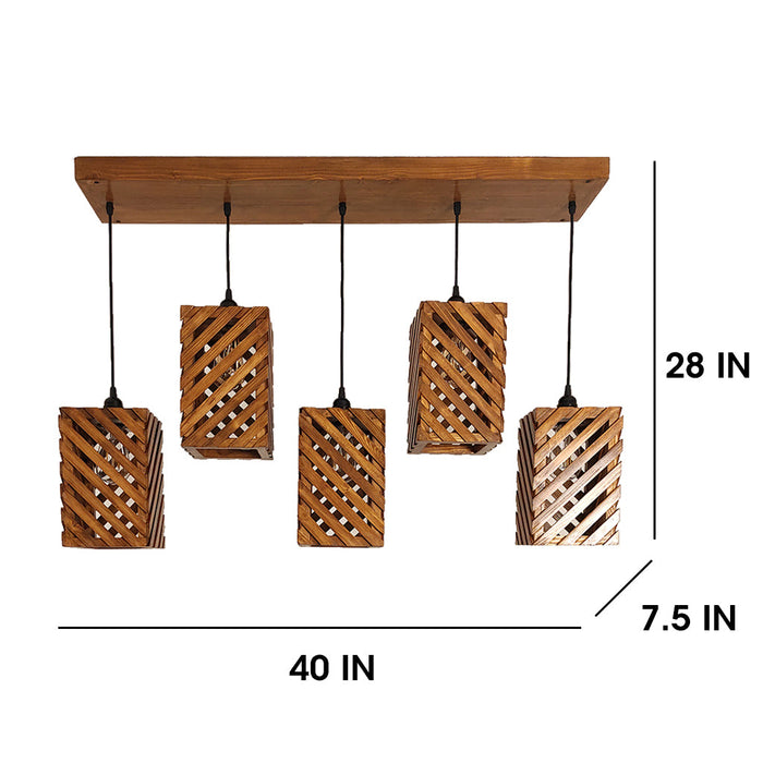 Oblique Wooden 5 Series Hanging Light