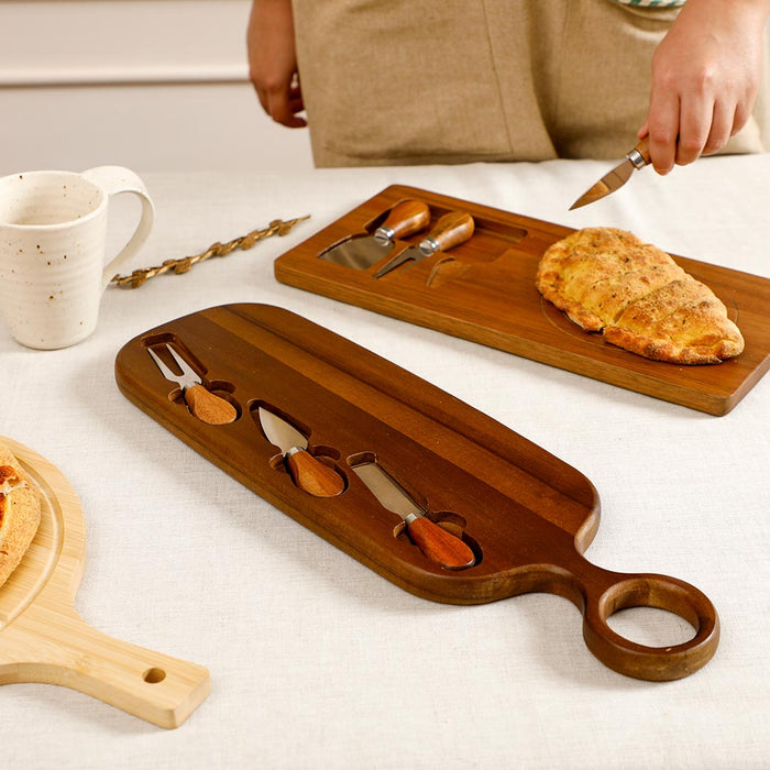 Wooden Cheese Board With Knife Set