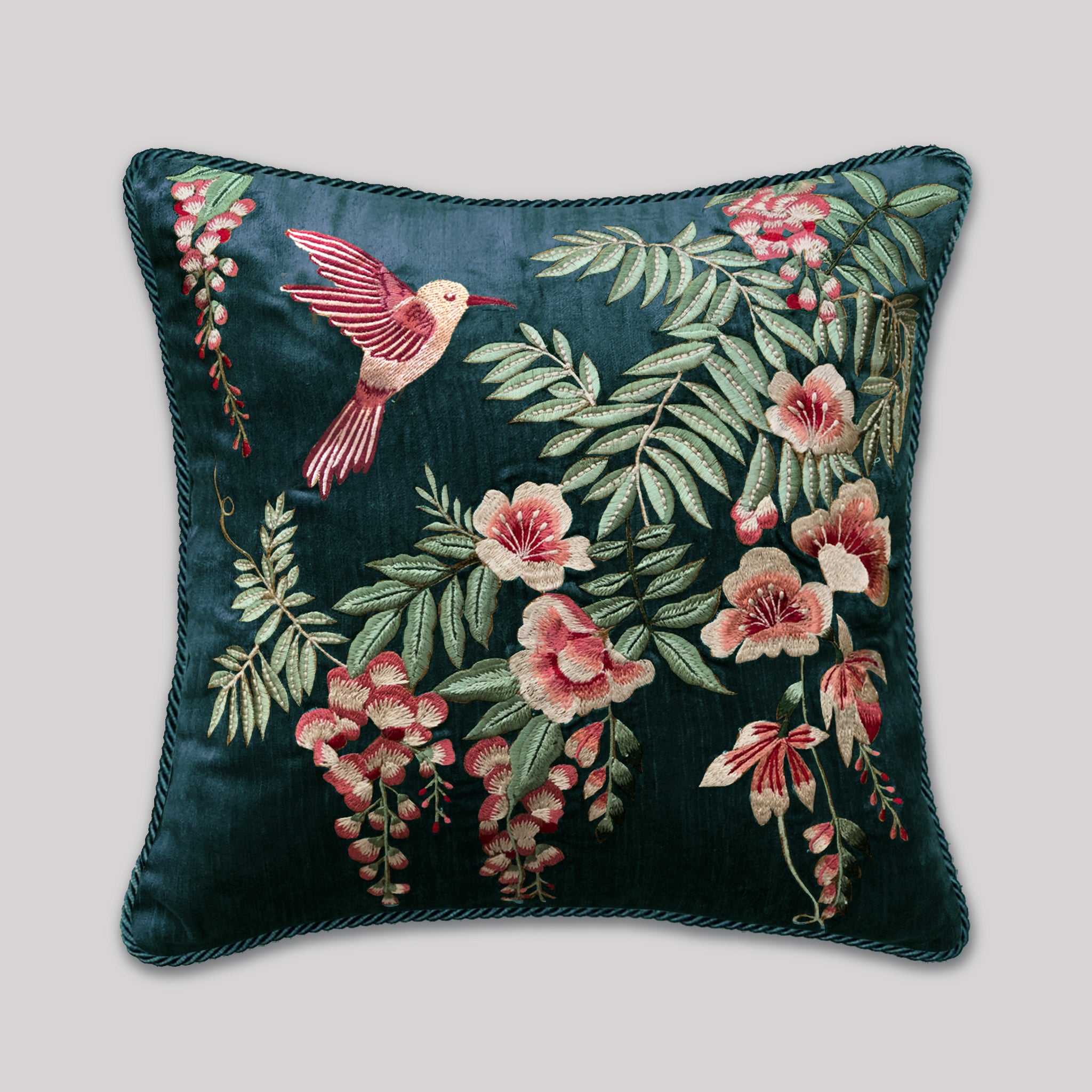 Symphony of Songbird Embroidery Cushion Cover - 18x18