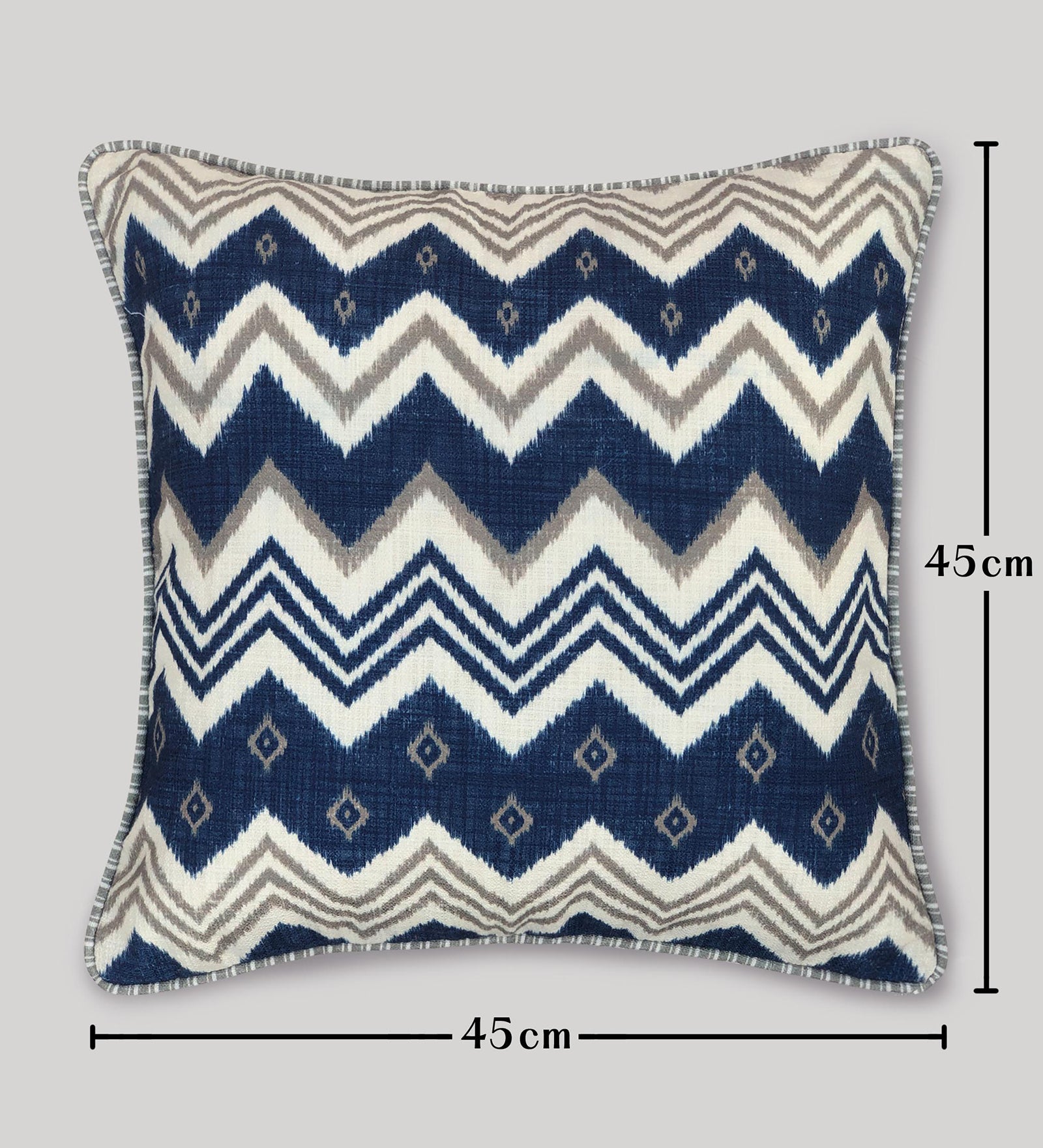 Ikat Lehar Cushion Cover - Blue & White, 18 x 18