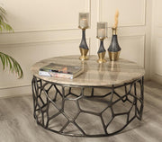 Sacred Geometry Noir Coffee Table | Marble Top Center Table for Living Room | Tea Table