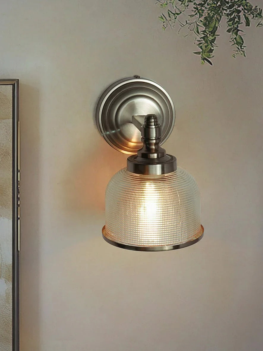 Rose Gold Wall Sconce with Rimmed Glass Shade