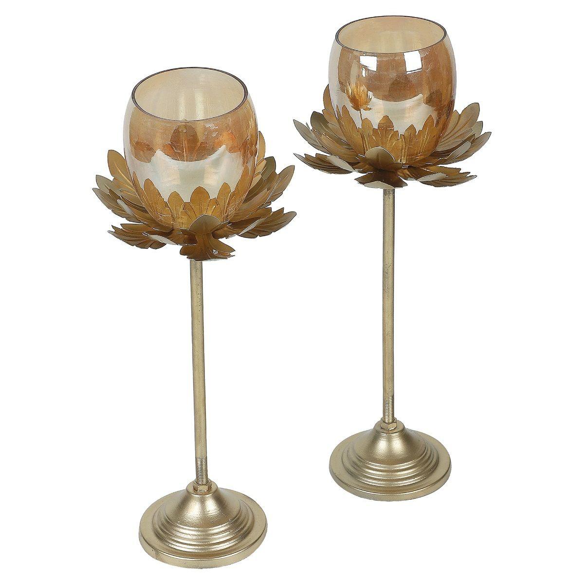 Decorative Wine Glass Motif Detachable Tealight Candle Holder - Set Of 2