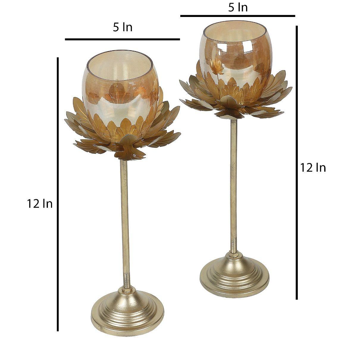 Decorative Wine Glass Motif Detachable Tealight Candle Holder - Set Of 2
