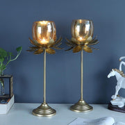 Decorative Wine Glass Motif Detachable Tealight Candle Holder - Set Of 2