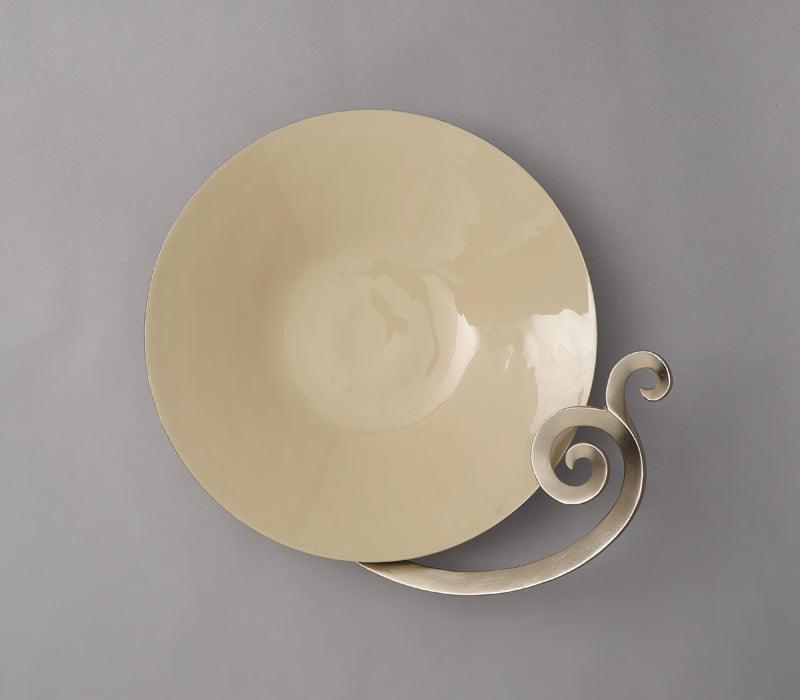 Swirl Bowl | Matt Gold Finsihed with Cappuccino Enamel