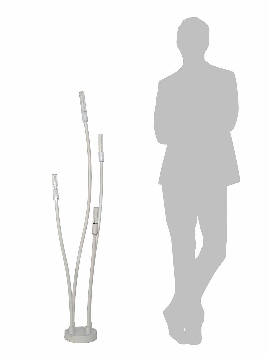 53-Inch Modern Off-White LED Cattail Bollard Set | 4-Light Outdoor Path Light with Bubble Glass