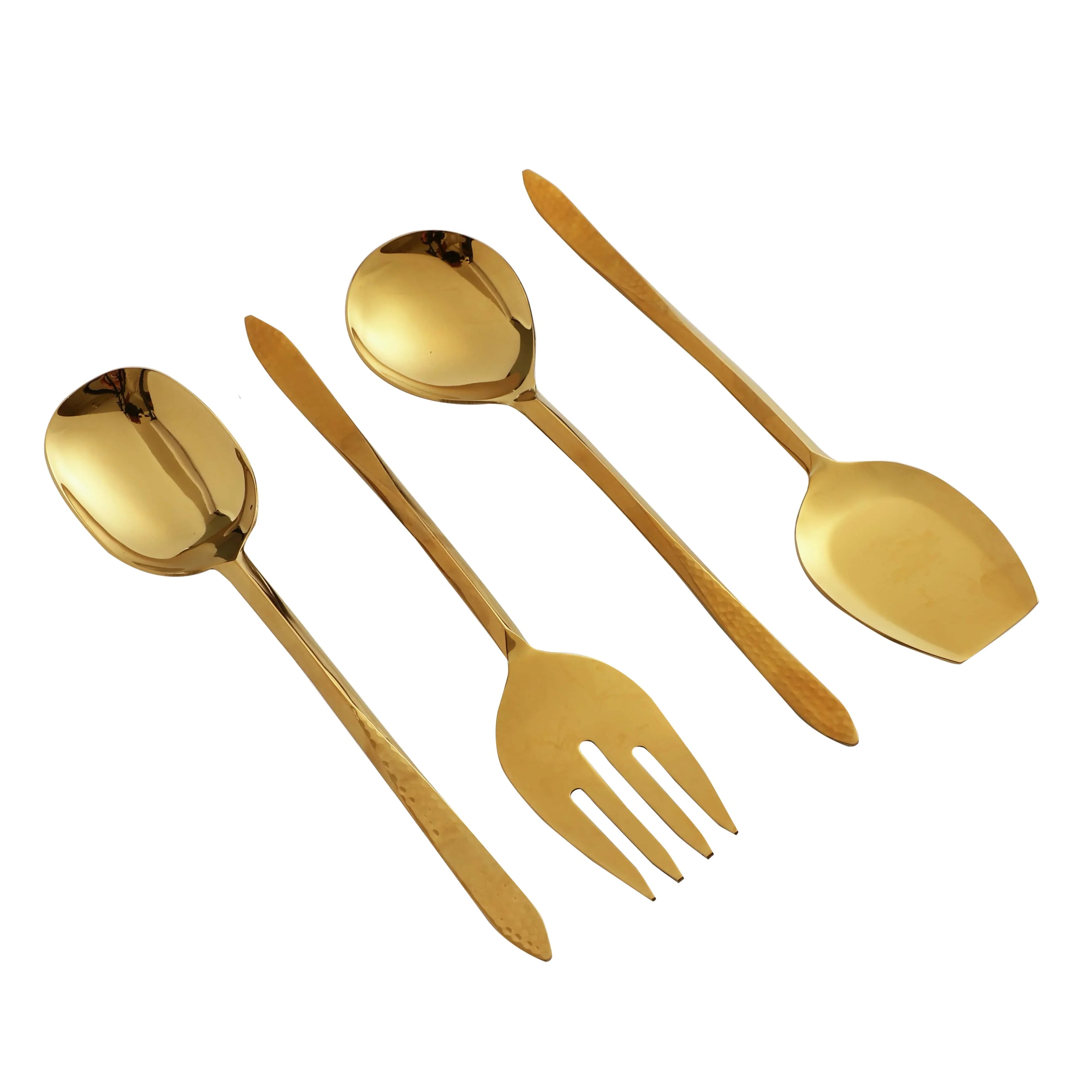 Dune Hammered Serving Set Gold
