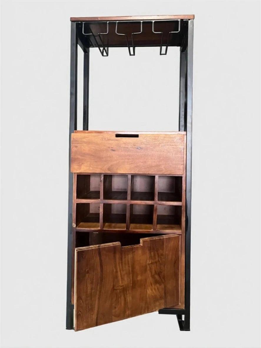 Penny Bar Cabinate | Metal + Acacia Wood