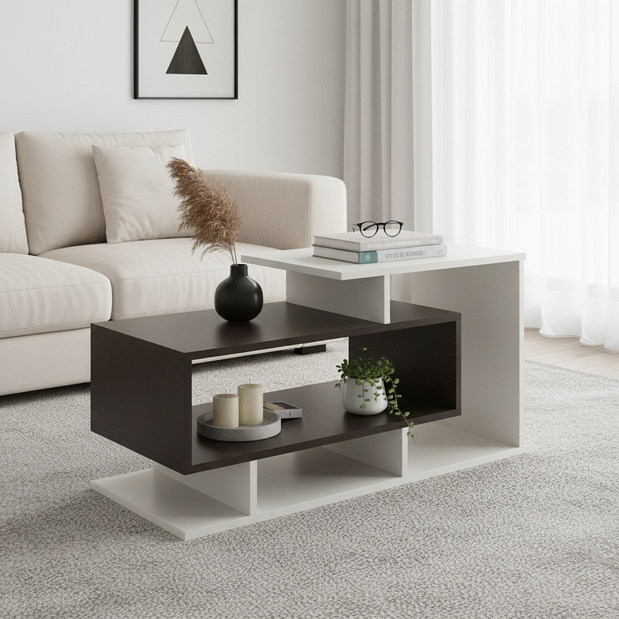 Coffee Table for Living Room with Storage Shelf - Fabelio