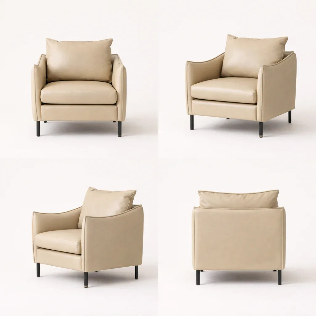 Luxury Velvet Accent Chair for Living Room | Modern Wooden Lounge Chair for Elegant Interiors