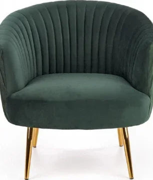 Green Cocooned Pattern Velvet Accent Chair