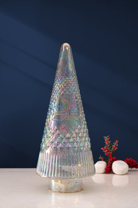 Frosted Cut Glass LED Christmas Tree | Iced LED Xmas Decor