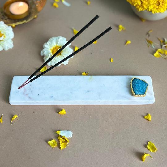 Agate with Marble Incense Holder & Agarbatti Stand for Pooja