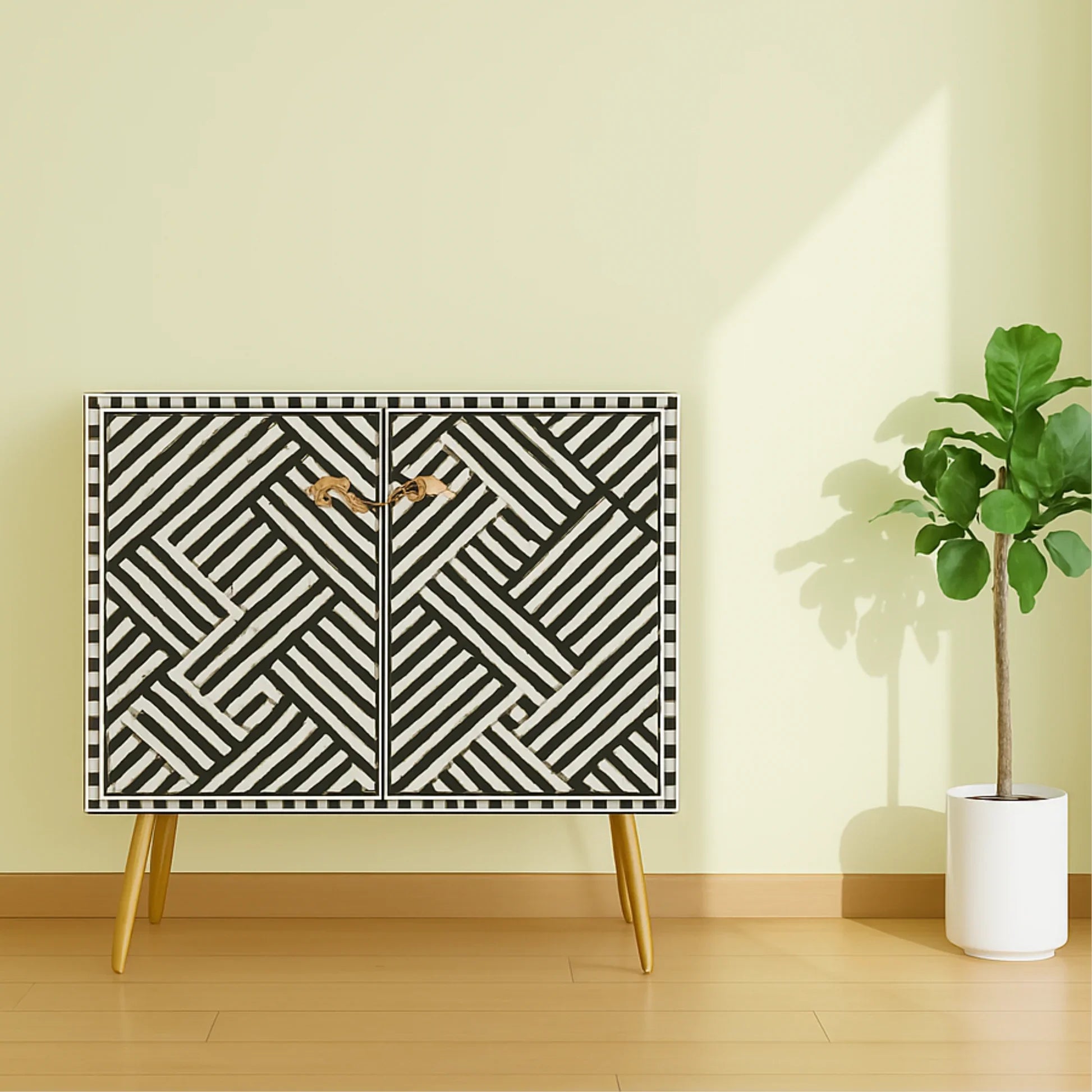 Inlay Storage Cabinet-Chevron