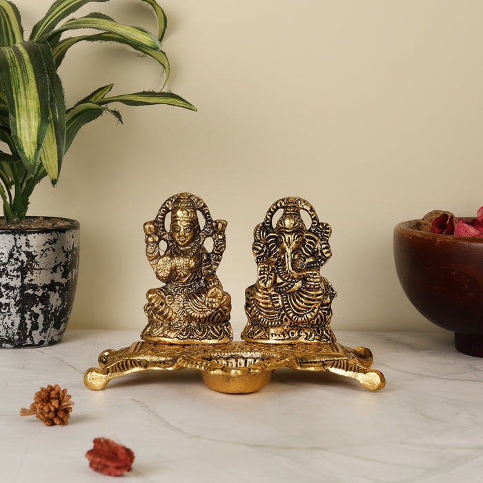 Goddess Metal Laxmi Ganesh Ji Chowki Diya