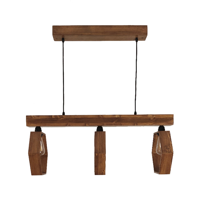 Hexagram Brown Wooden 3 Series Hanging Lamp