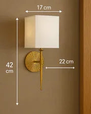 Golden Wall Light with White Fabric Shade