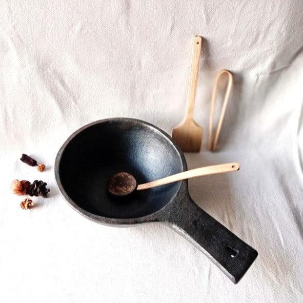 Buy Kitchen Utilities - Longpi Black Pottery Deep Frying Pan by Terracotta By Sachii on IKIRU online store