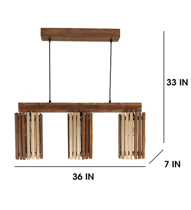 Hexa Brown Wooden 3 Series Hanging Lamp