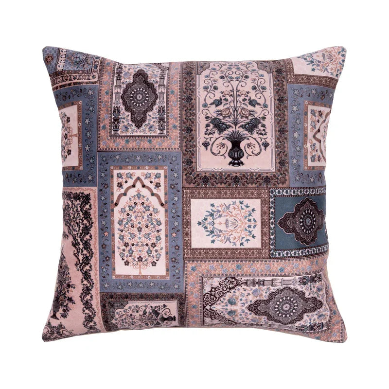 Persian Heritage Velvet Cushion Cover – Antique Tile Design