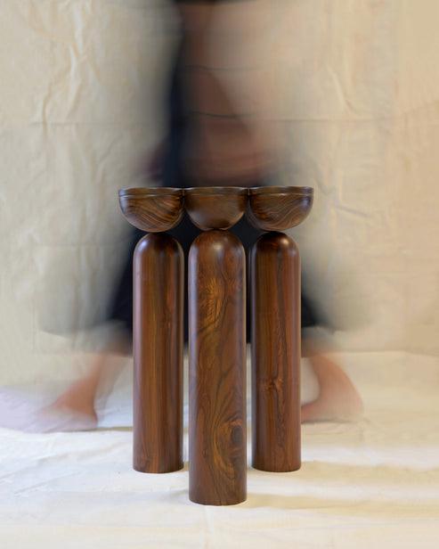 Scallop Nested Side Tables Set of 2 | Handcrafted Teak Wood Accent Tables (Set of 2) Nesting Tables