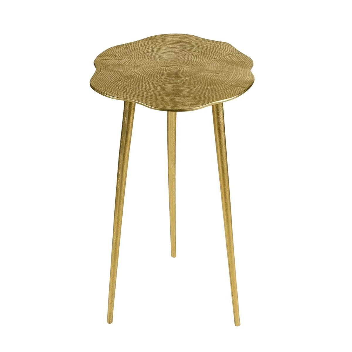 Gold Aluminium Side Table | Rustic Tree Log Accent Table for Living Room, Bedroom & Luxury Interiors