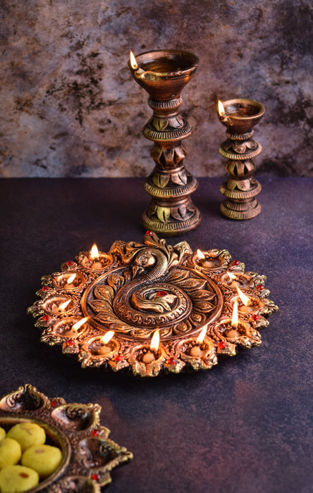 Peacock Diya Plate