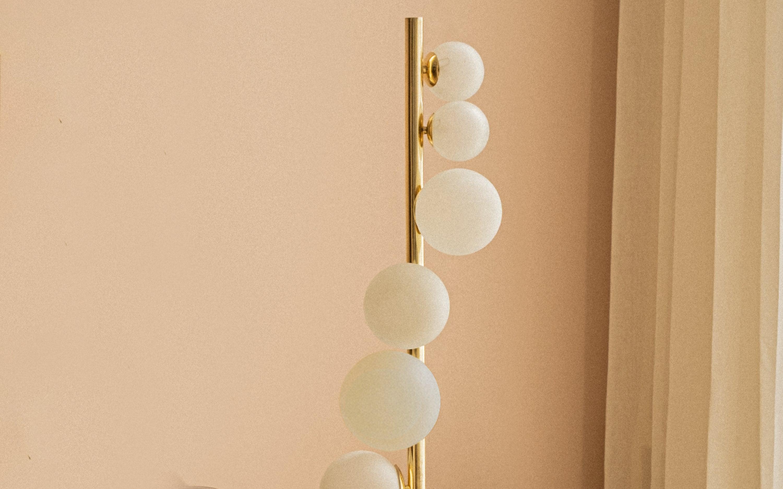 Kellan Designer Floor Lamp for Living Room | Metal and Frosted Glass Standing Lamp