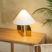 Helia Table Lamp | Stainless Steel and Cotton Fabric