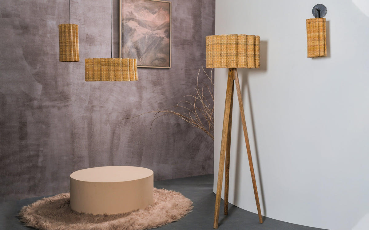 Punkhe Cane Hanging Lamp Light | Handwoven Japanese-Inspired Pendant Light for Modern Interiors