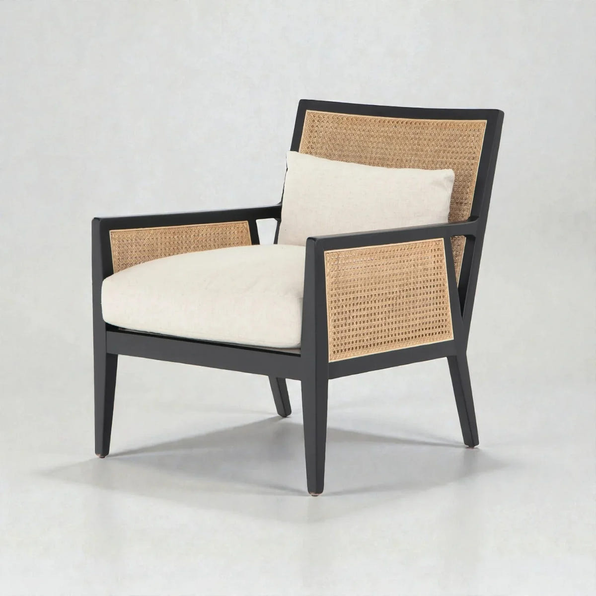 LEBANON Teak Wood Arm Chair | Upholstered Wooden Lounge Chair for Living Room