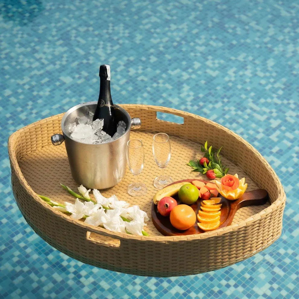Luxury Light Brown Boat Shape Floating Serving Tray