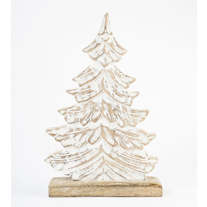 Rustic White Christmas Tree & Beautiful Wooden Xmas Decor