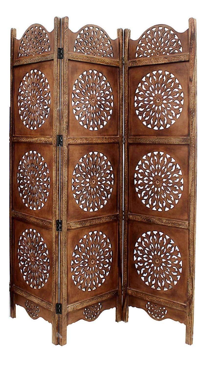 MDF Jali Room Divider with Handcrafted Mango Wood Frame