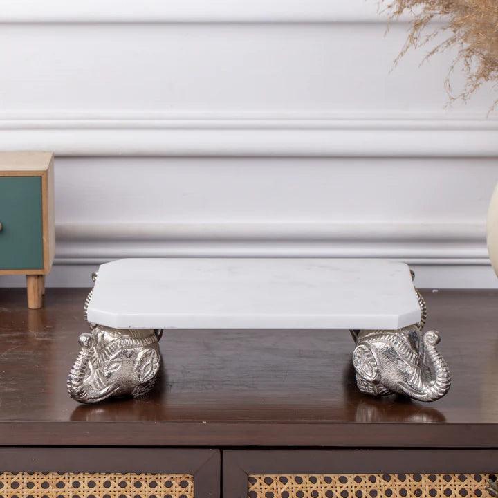 Marble Chowki With Aluminium Cast Legs For Pooja