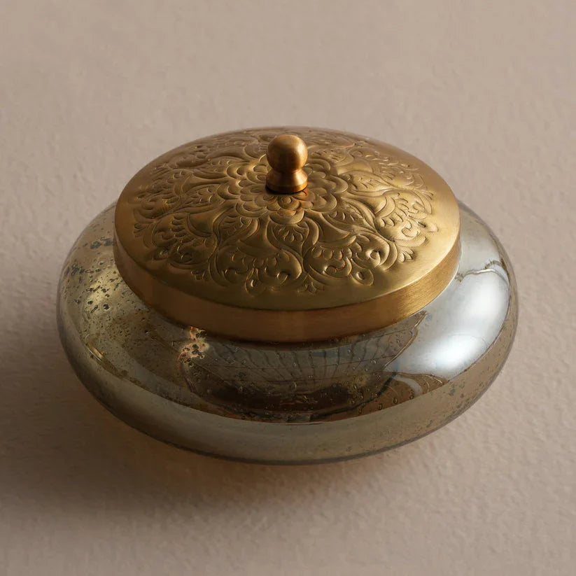 Arka Box | Brass antique on Metal and Smokey Luster on glass