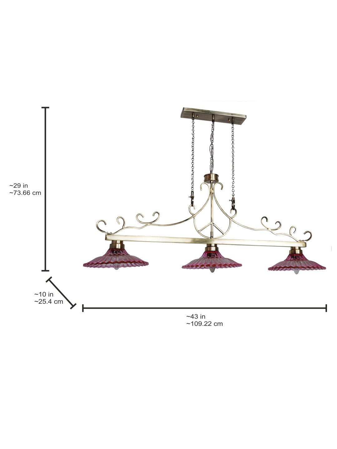 43-Inch Linear Transitional Pendant Light
  | Gradient Pink Fluted Glass Island Fixture