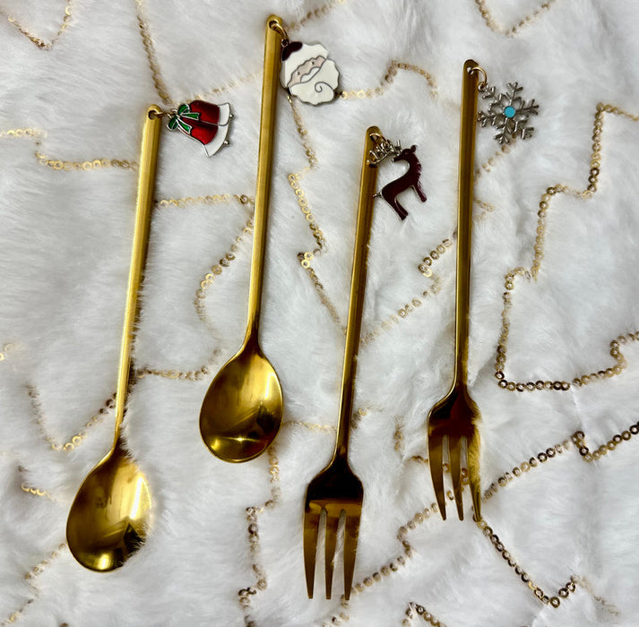 Christmas Hanging Folk And Spoon Set | Xmas Cutlery Kits