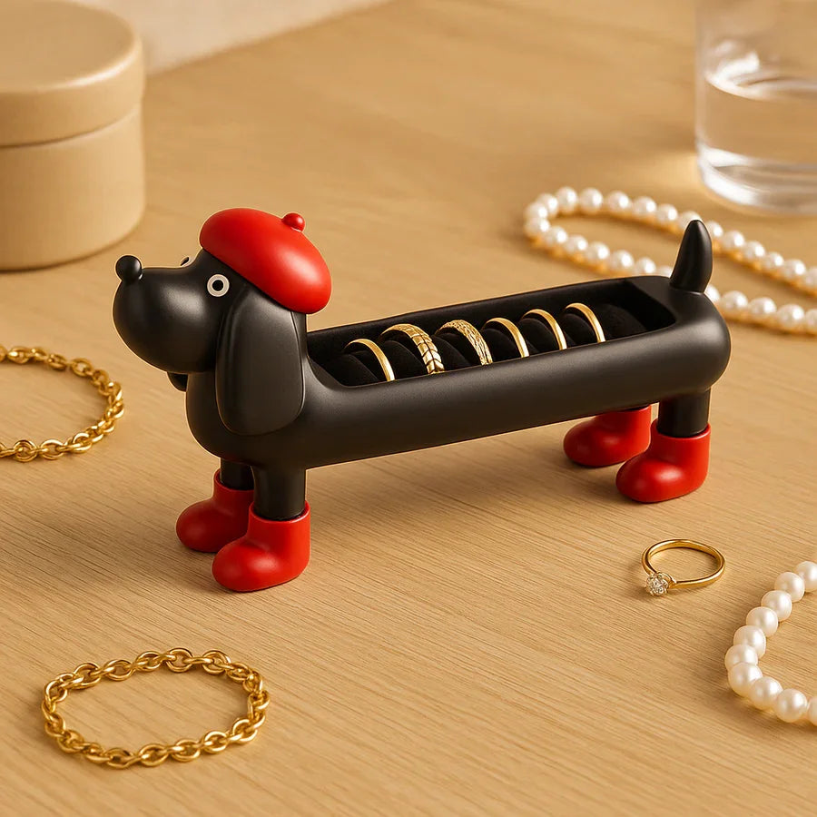 Resin Dog-Shaped Ring Organizer |,Jewelry Holder for Rings