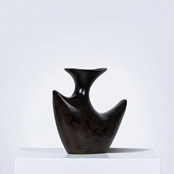 Flight of Prosperity - Black Terracotta Flower Vase
