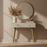Taupe Floral Bone Console