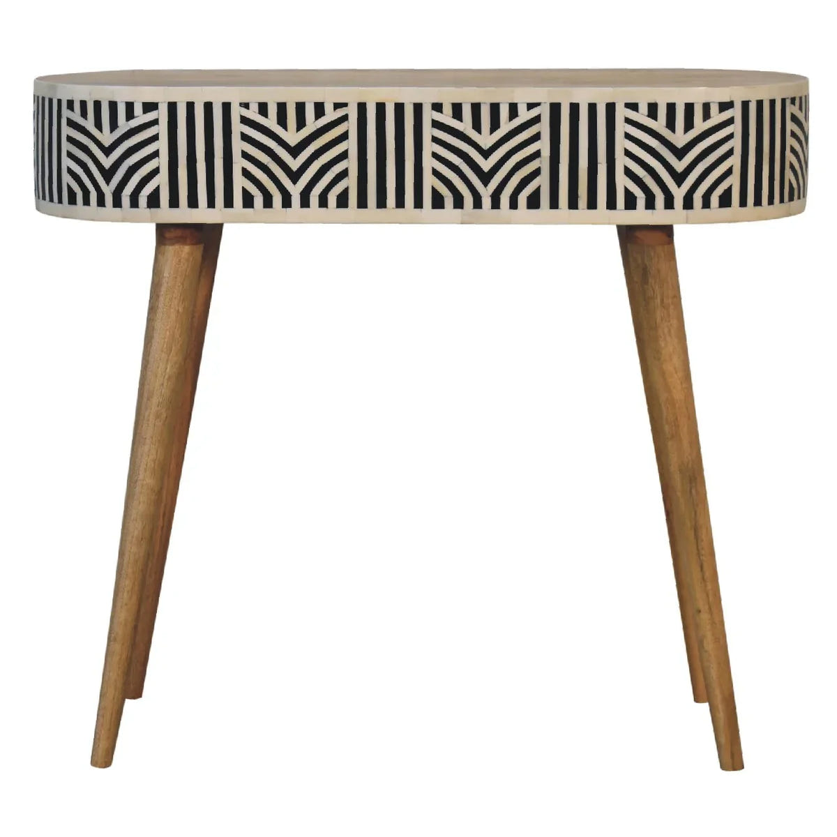 Boho Bone Inlay Console Table | Solid Mango Wood Entryway Table with Drawer
