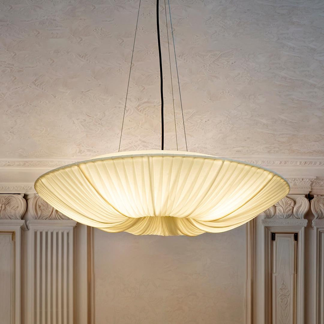 Pleated Fabric Saucer Pendant Light