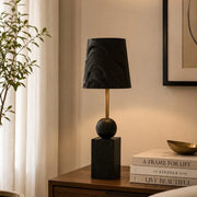 Ebony Modern Wooden Table Lamp for Living Room | Black Finish Night Lamp for Bedside, Study