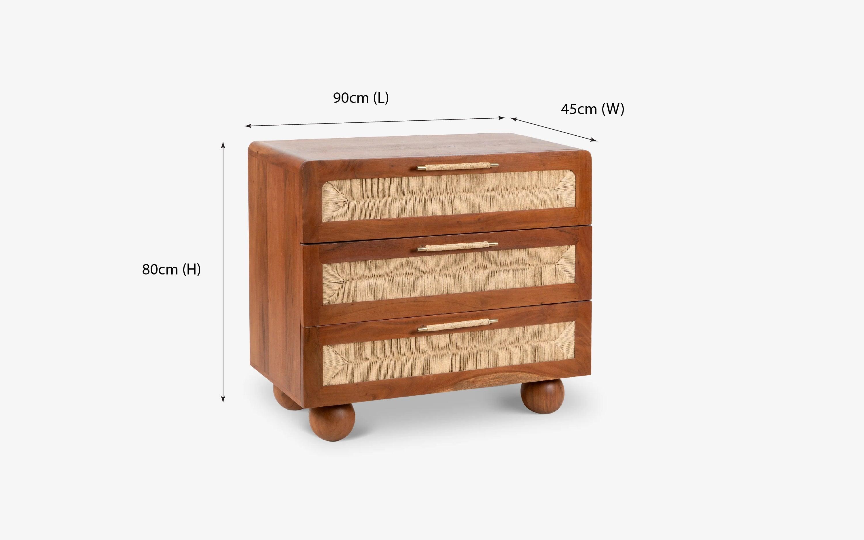 Abacus Chest of Drawers | Acacia Wood and Weaving