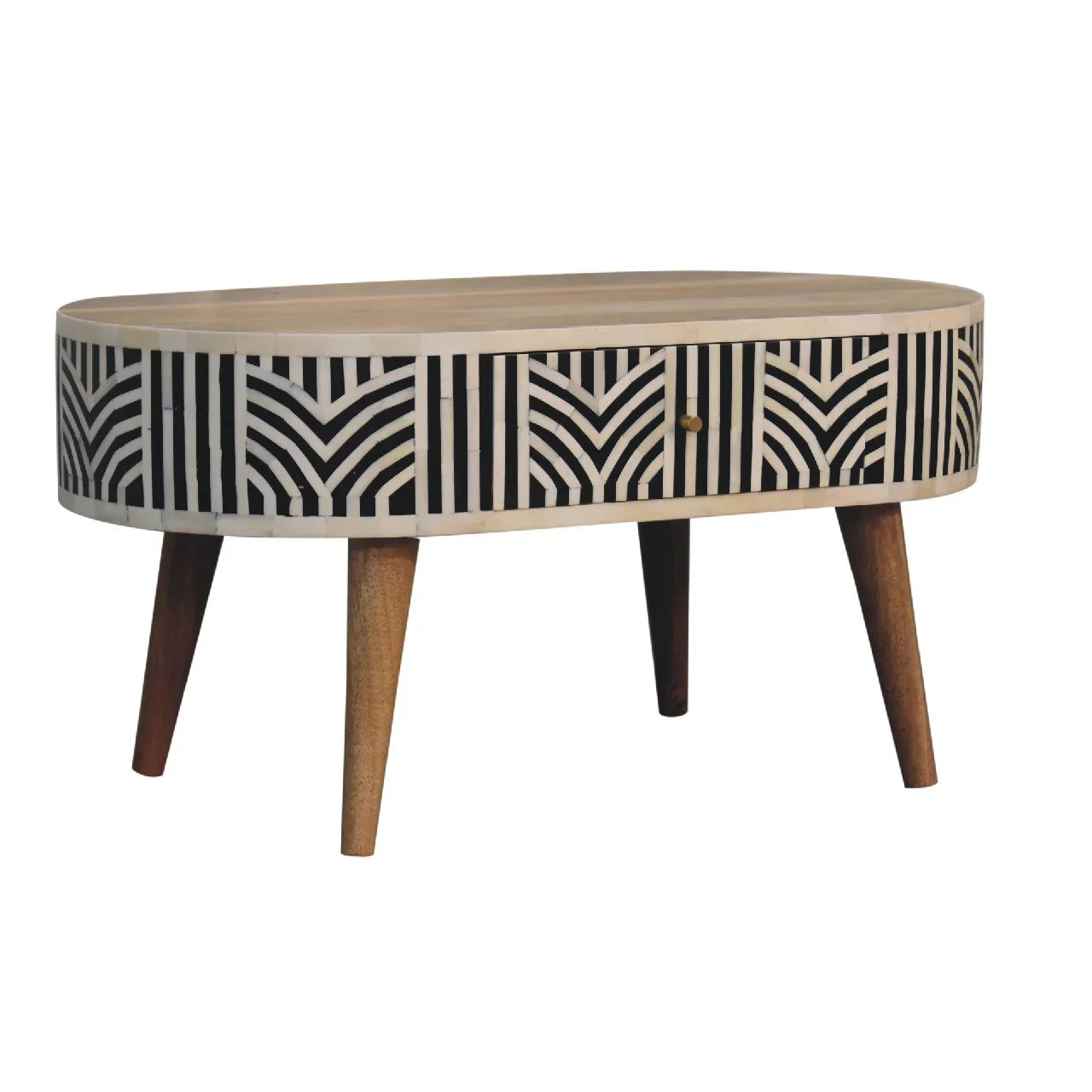 Boho Bone Inlay Console Table | Solid Mango Wood Entryway Table with Drawer