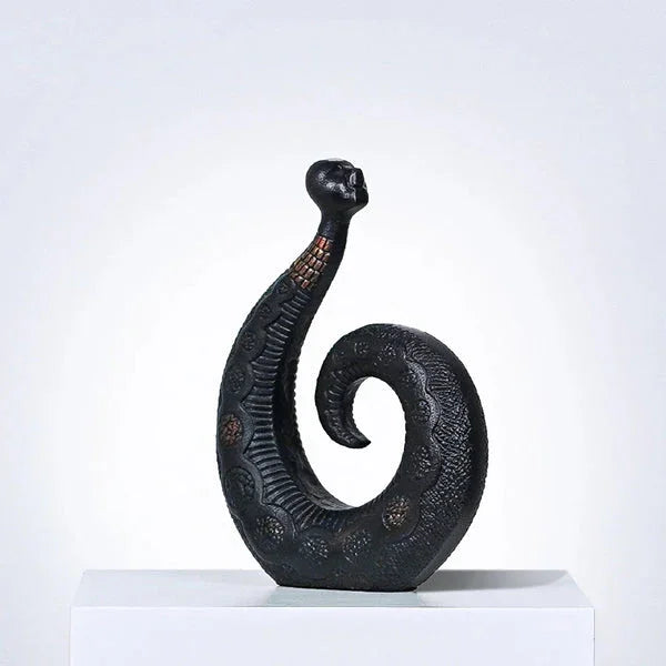 Drift Curve - Black Abstract Ceramic Sculpture