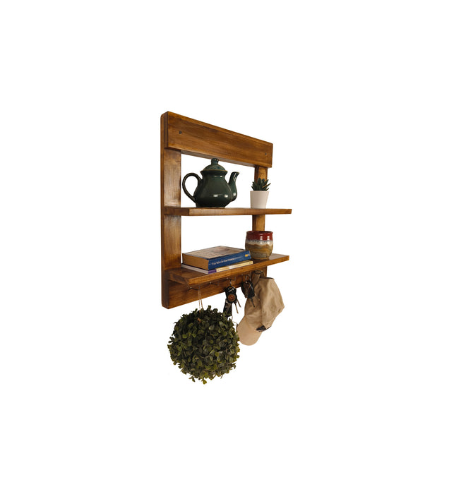 Verona Wooden Wall Shelf Organiser With Key Holders